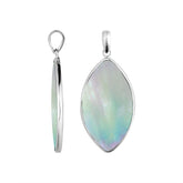 Handcrafted Sterling Silver Mother Of Pearl Marquise Ocean Whisper Pendant.